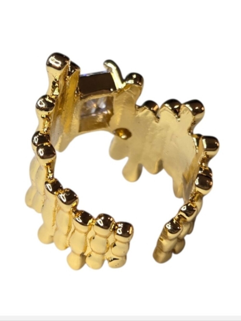18k Gold Plated Molten Zircon Crystal Ring - Picture 3 of 6